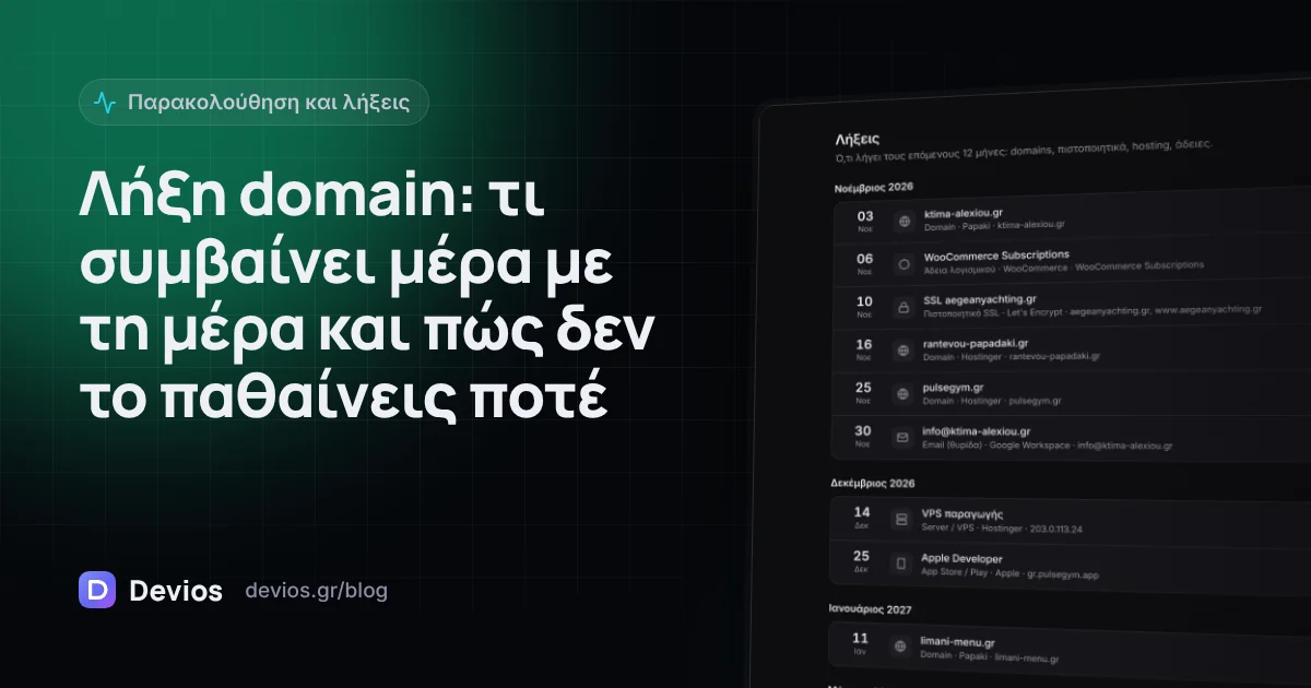 Λήξη domain: τι συμβαίνει μέρα με τη μέρα και πώς δεν το παθαίνεις ποτέ